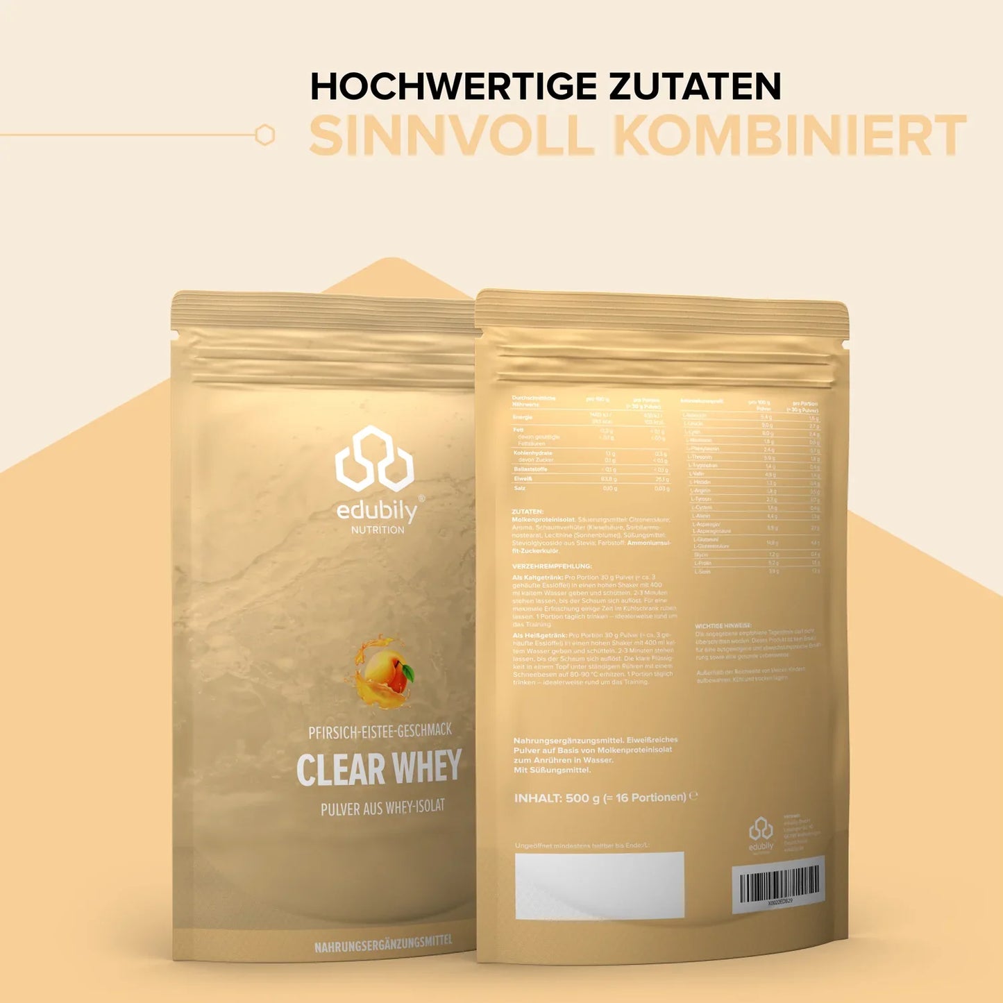 edubily® Clear Whey - Pulver aus Whey-Isolat | 500g