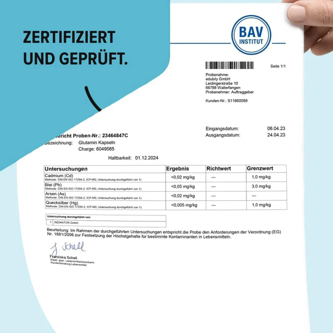 edubily® PURE Glutamin Kapseln | 300 Kapseln