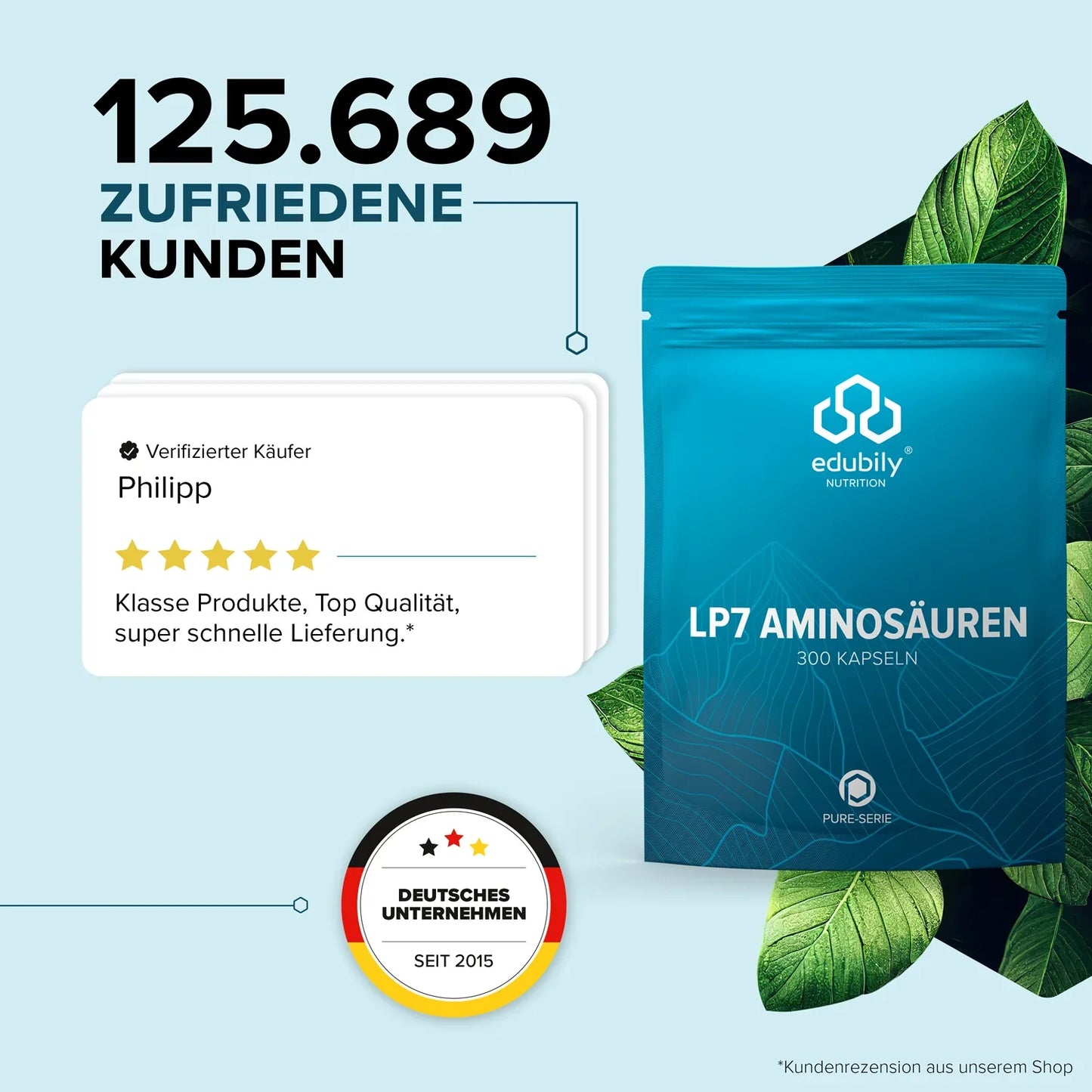 edubily® PURE LP7 Aminosäuren Kapseln | 300 Kapseln