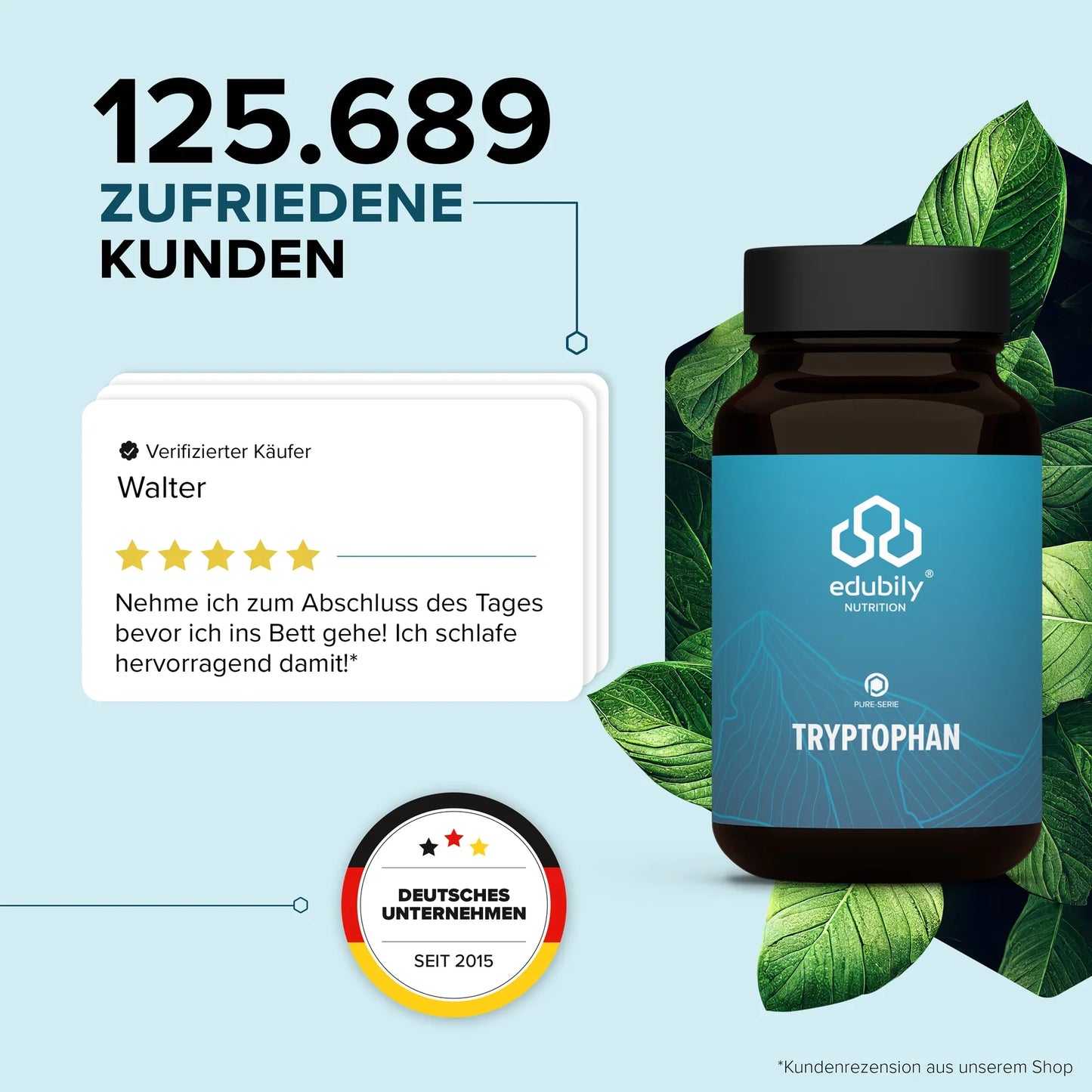edubily® PURE Tryptophan Kapseln | 90 Kapseln