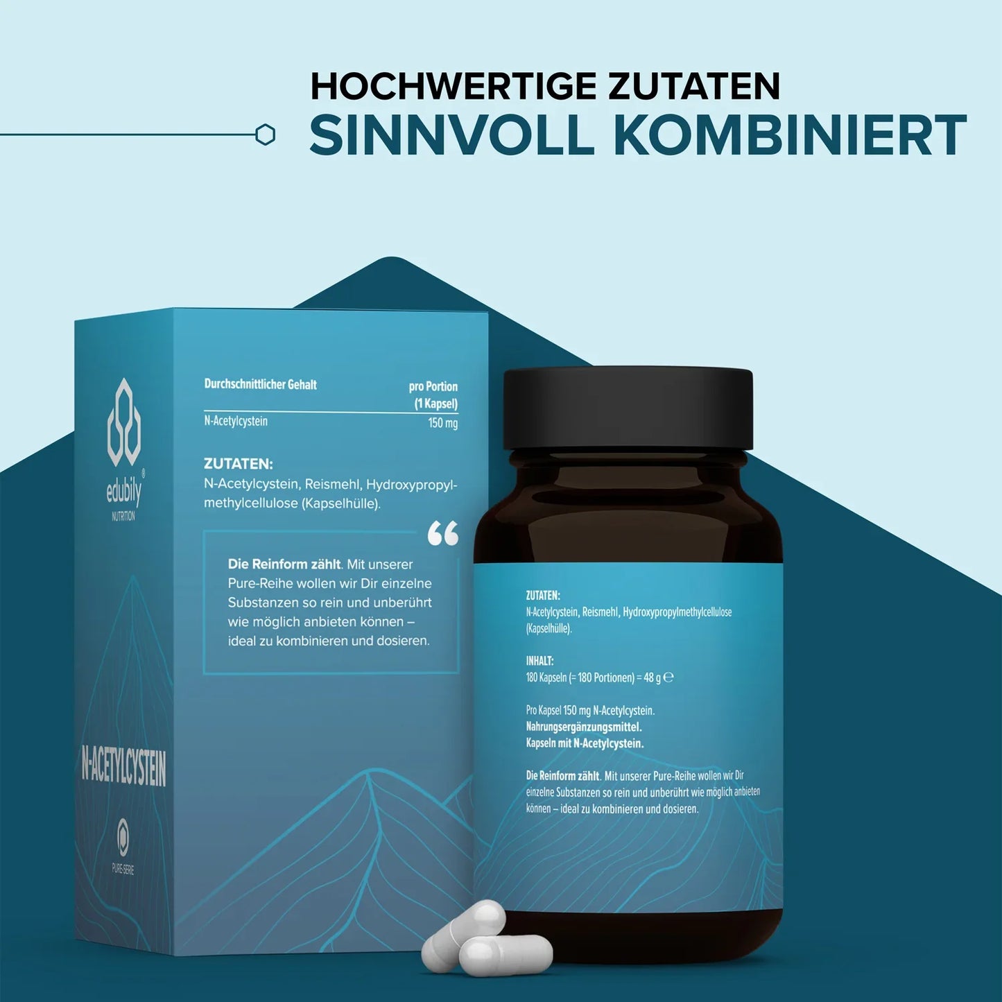 edubily® PURE N-Acetyl-L-Cystein (NAC) | 180 Kapseln