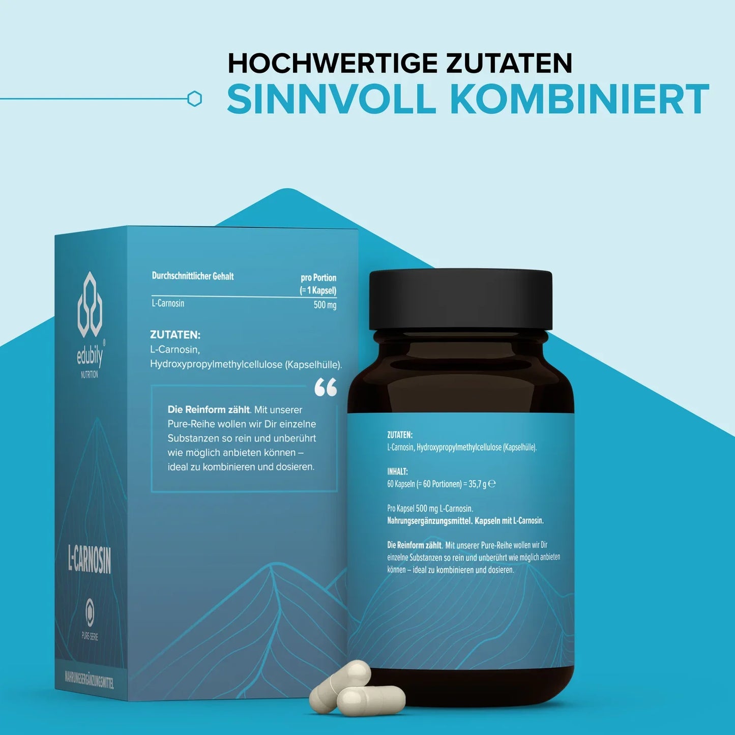 edubily® PURE L-Carnosin Kapseln | 60 Kapseln