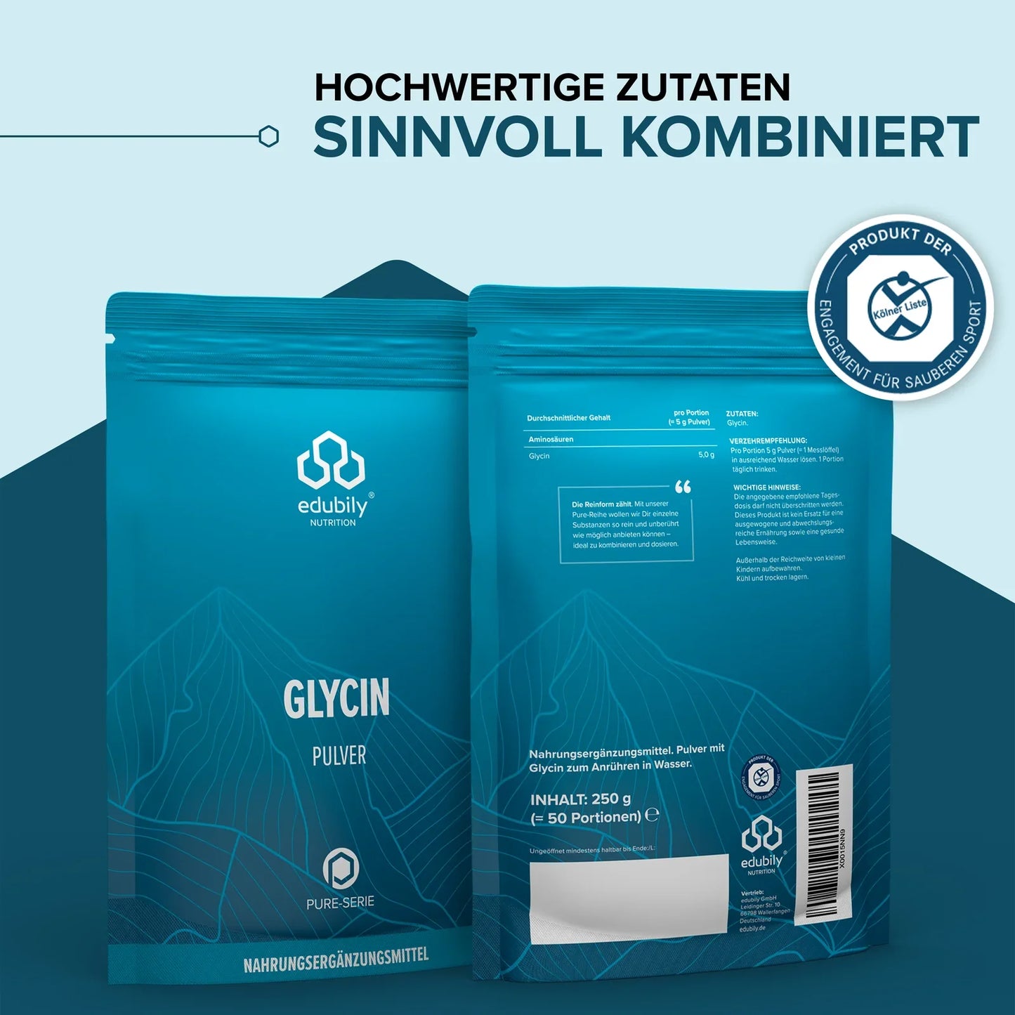 edubily® PURE Glycin-Pulver | 250g