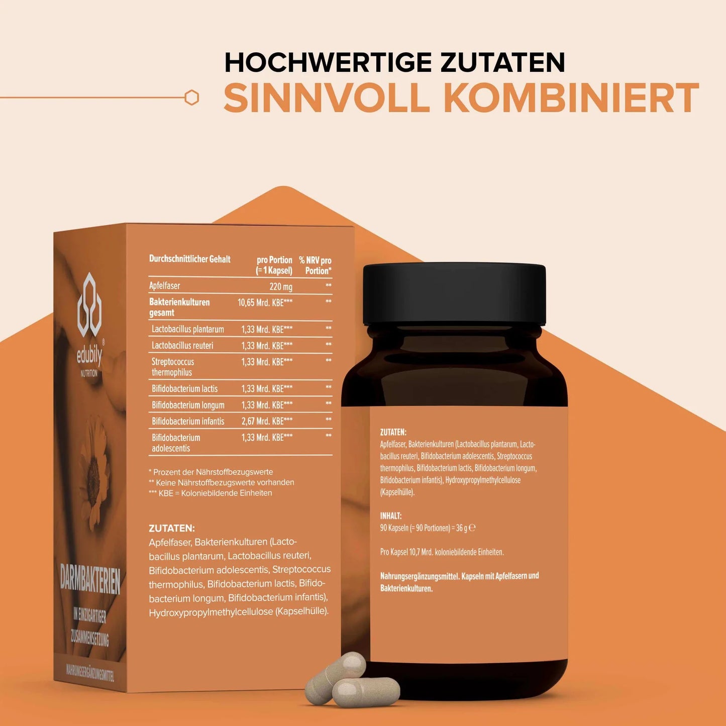 edubily® Darmbakterien Kapseln | 90 Kapseln