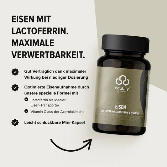 edubily® Eisen Kapseln mit Lactoferrin | 90 Kapseln