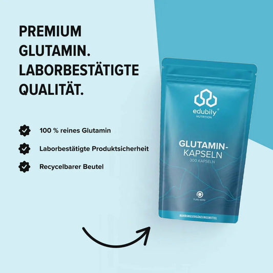 edubily® PURE Glutamin Kapseln | 300 Kapseln