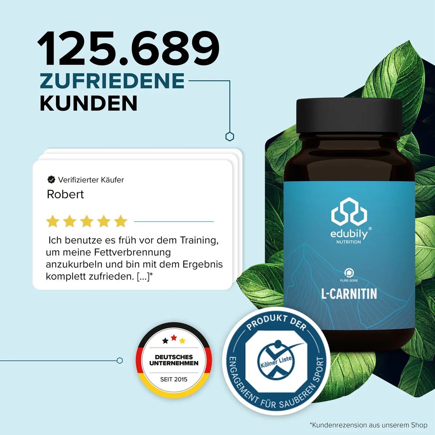edubily® PURE L-Carnitin Kapseln | 60 Kapseln