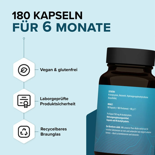 edubily® PURE N-Acetyl-L-Cystein (NAC) | 180 Kapseln