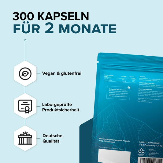 edubily® PURE Citrullin-Malat Kapseln | 300 Kapseln