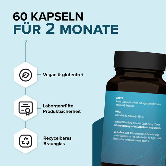 edubily® PURE L-Carnitin Kapseln | 60 Kapseln