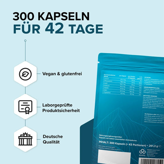 edubily® PURE LP7 Aminosäuren Kapseln | 300 Kapseln