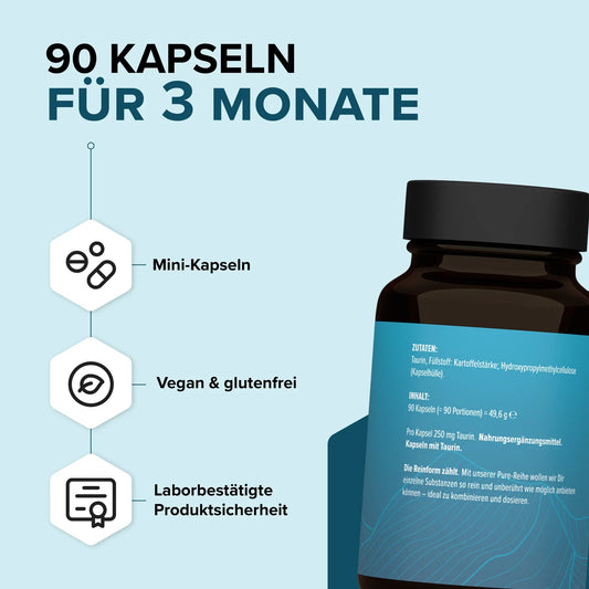 edubily® PURE Taurin Kapseln | 90 Kapseln