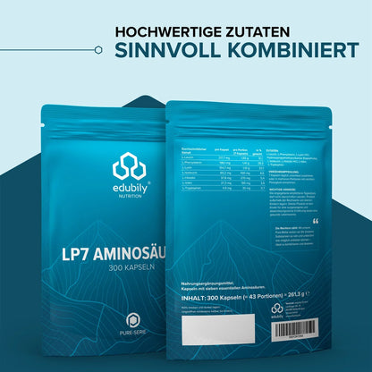 edubily® PURE LP7 Aminosäuren Kapseln | 300 Kapseln