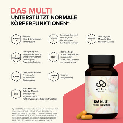 edubily® Das Multi – Premium-Multivitamin-Kapseln | 90 Kapseln